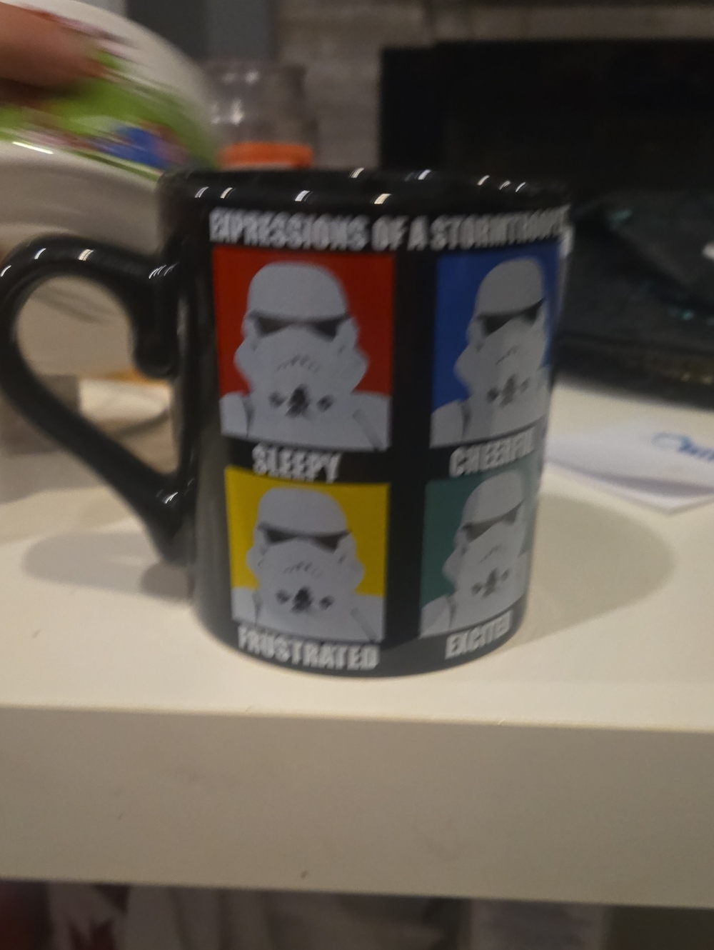 Star Wars Black Stormtrooper Pop Art Mug with Red, Blue, Yellow, Green Panels